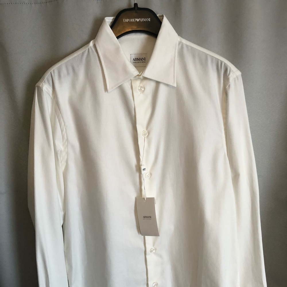 Armani Collezioni White Long Sleeve Dress Shirt XS
